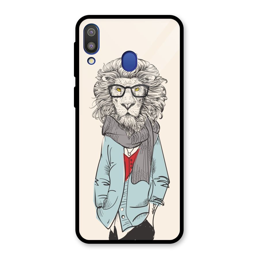 Stylish Lion Glass Back Case for Galaxy M20