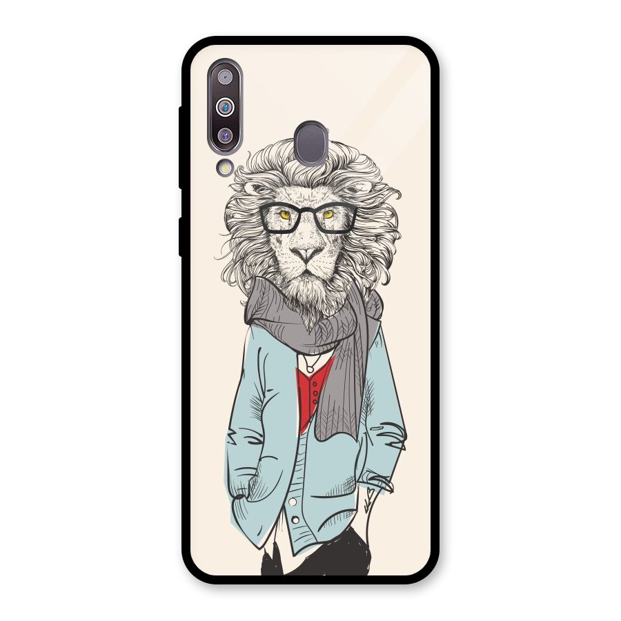 Stylish Lion Glass Back Case for Galaxy M30