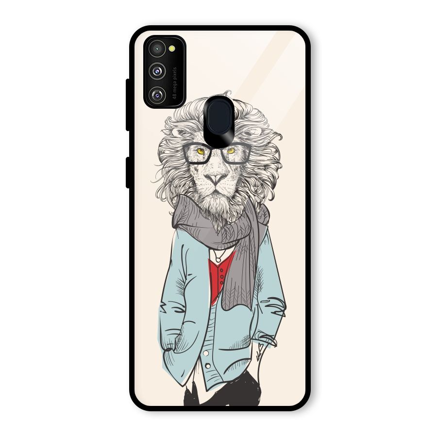 Stylish Lion Glass Back Case for Galaxy M30s