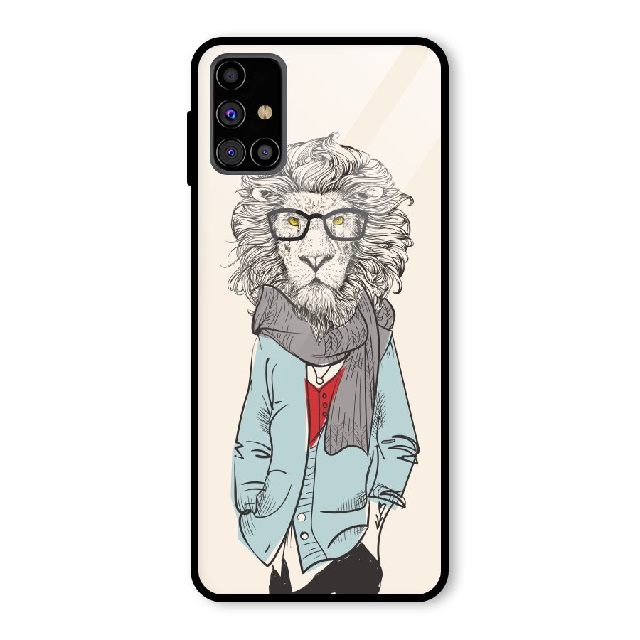 Stylish Lion Glass Back Case for Galaxy M31s