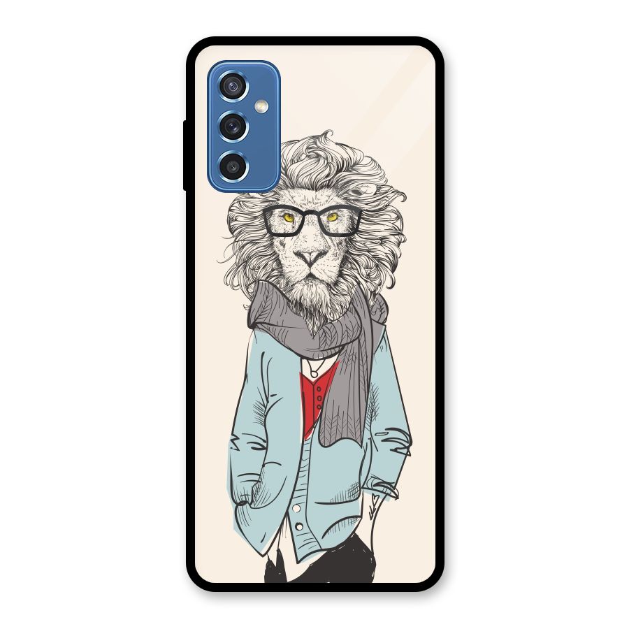 Stylish Lion Glass Back Case for Galaxy M52 5G