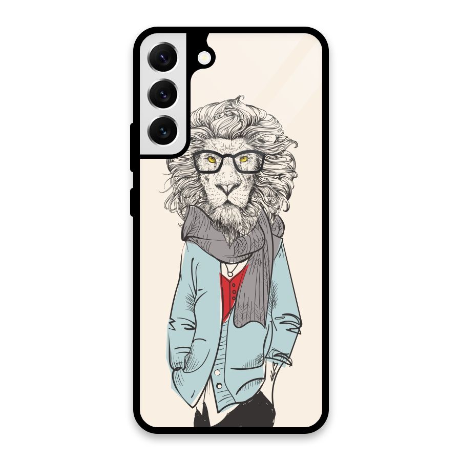 Stylish Lion Glass Back Case for Galaxy S22 Plus 5G