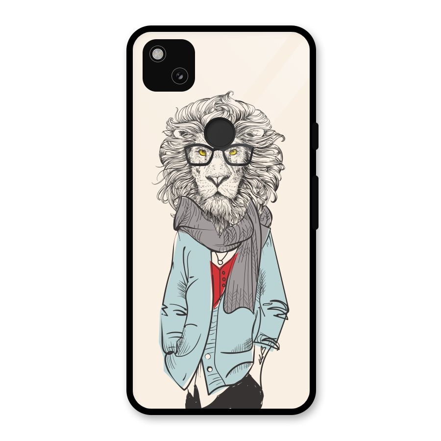 Stylish Lion Glass Back Case for Google Pixel 4a