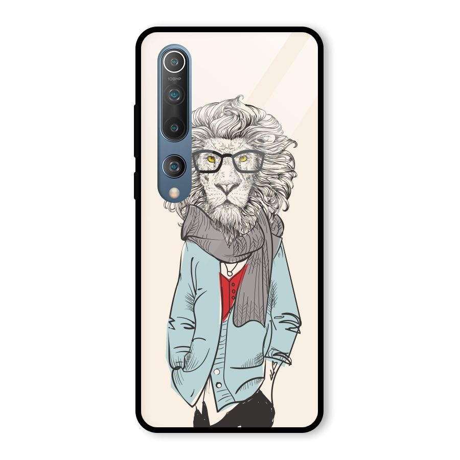 Stylish Lion Glass Back Case for Mi 10