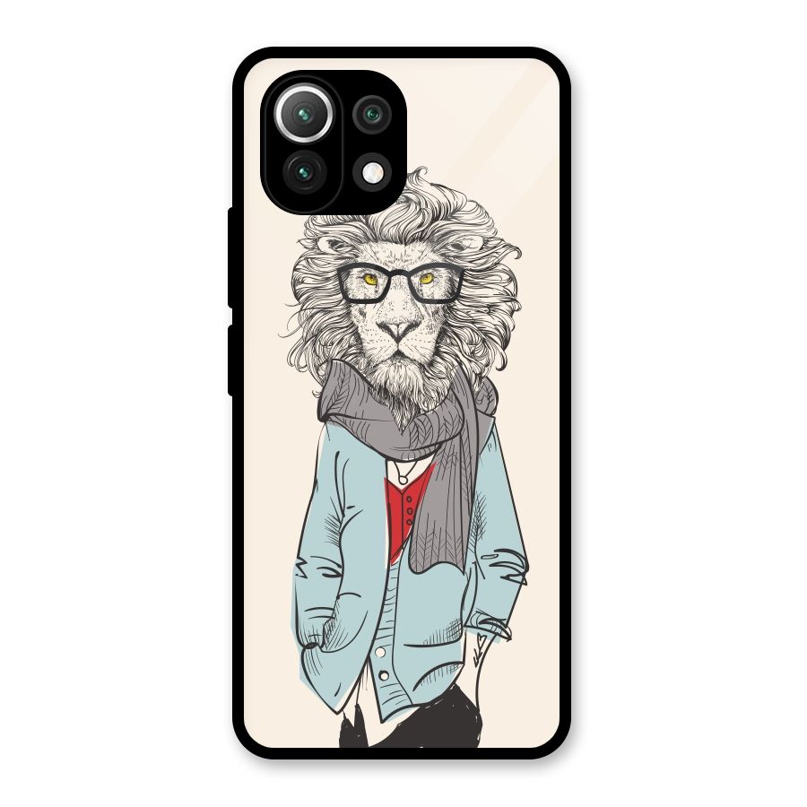 Stylish Lion Glass Back Case for Mi 11 Lite