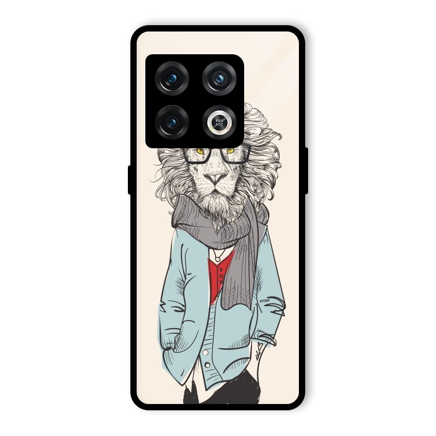 Stylish Lion Glass Back Case for OnePlus 10 Pro 5G