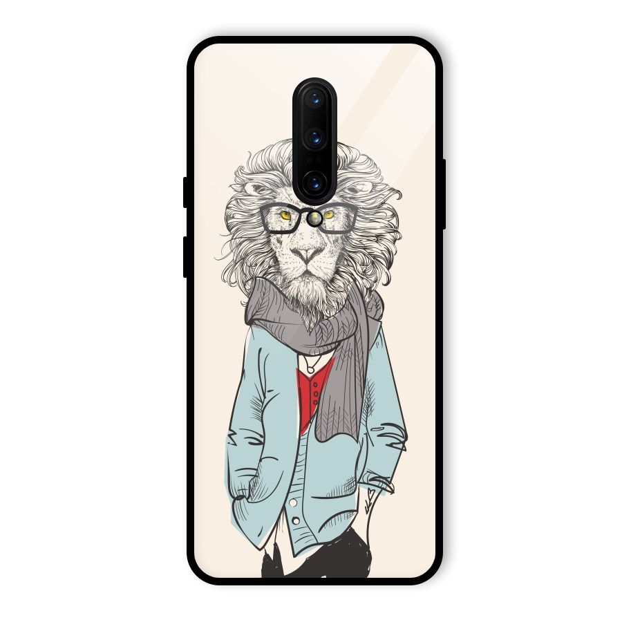 Stylish Lion Glass Back Case for OnePlus 7 Pro
