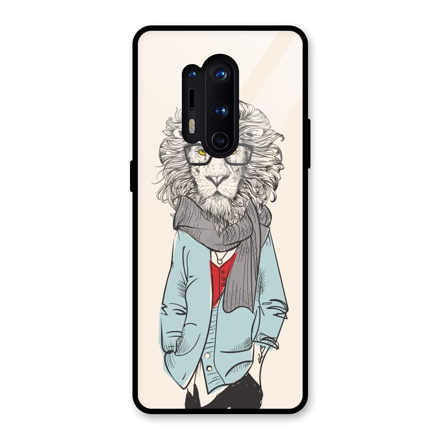 Stylish Lion Glass Back Case for OnePlus 8 Pro