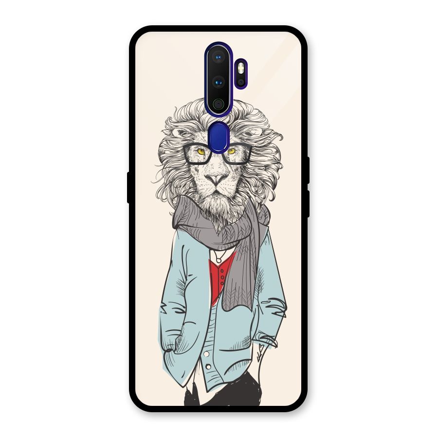 Stylish Lion Glass Back Case for Oppo A9 (2020)