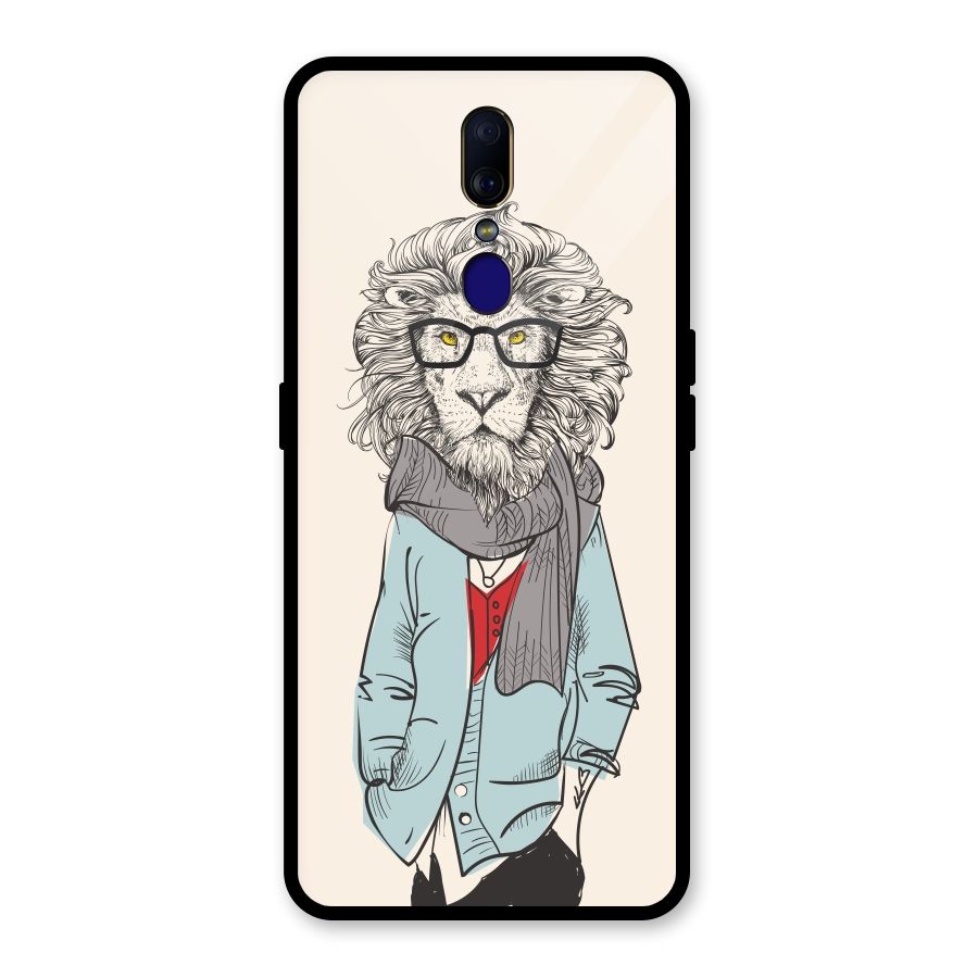 Stylish Lion Glass Back Case for Oppo F11