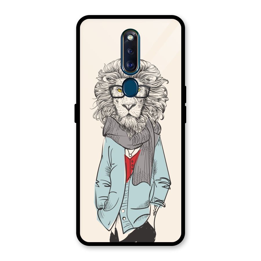 Stylish Lion Glass Back Case for Oppo F11 Pro