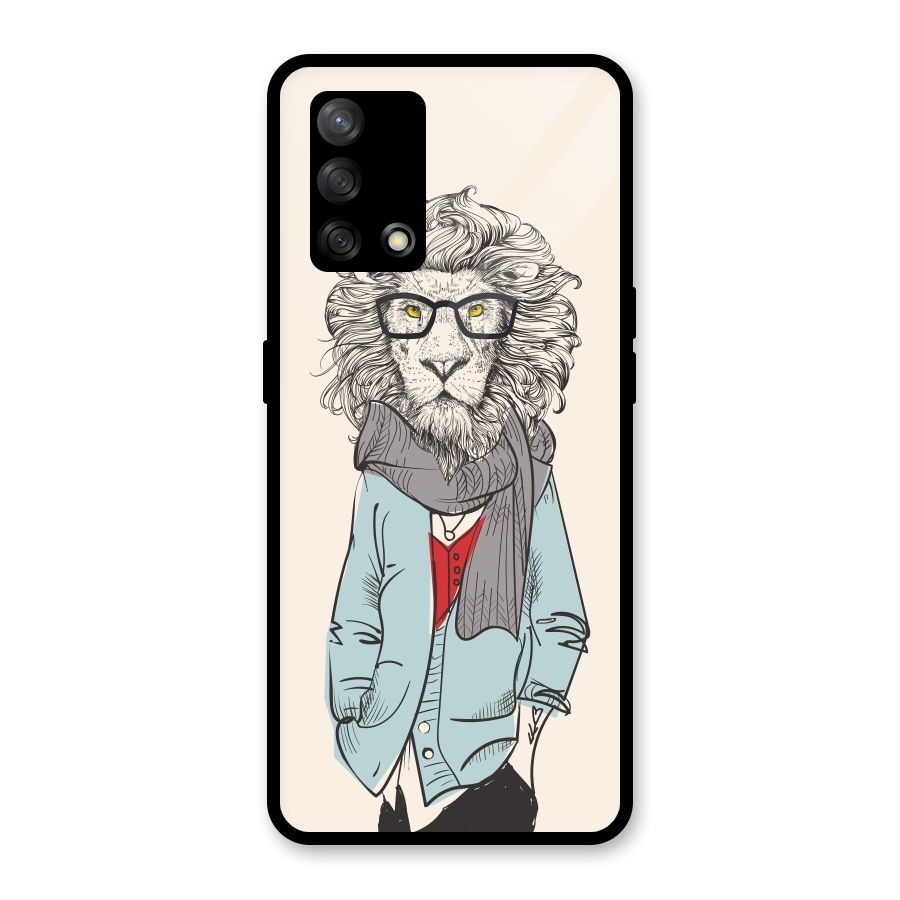 Stylish Lion Glass Back Case for Oppo F19