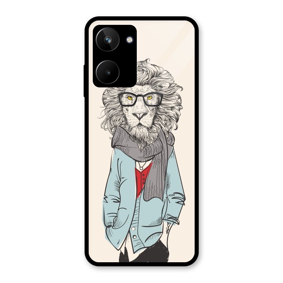 Stylish Lion Glass Back Case for Realme 10