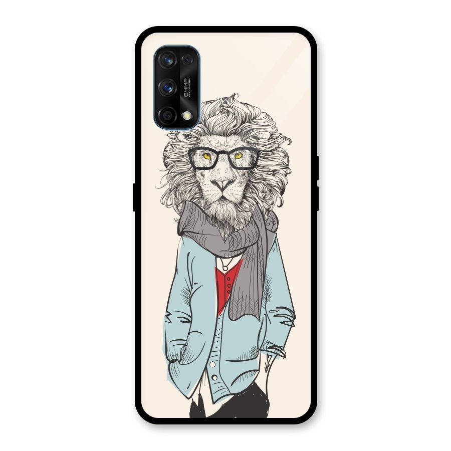 Stylish Lion Glass Back Case for Realme 7 Pro