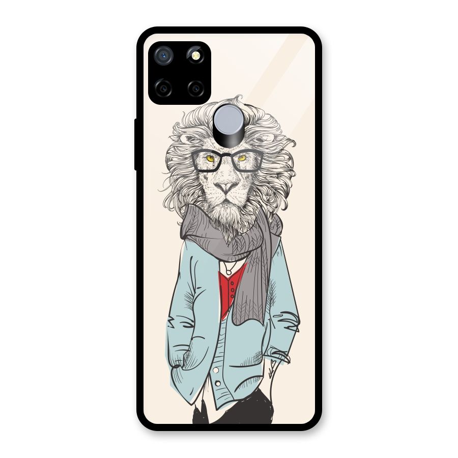Stylish Lion Glass Back Case for Realme C12