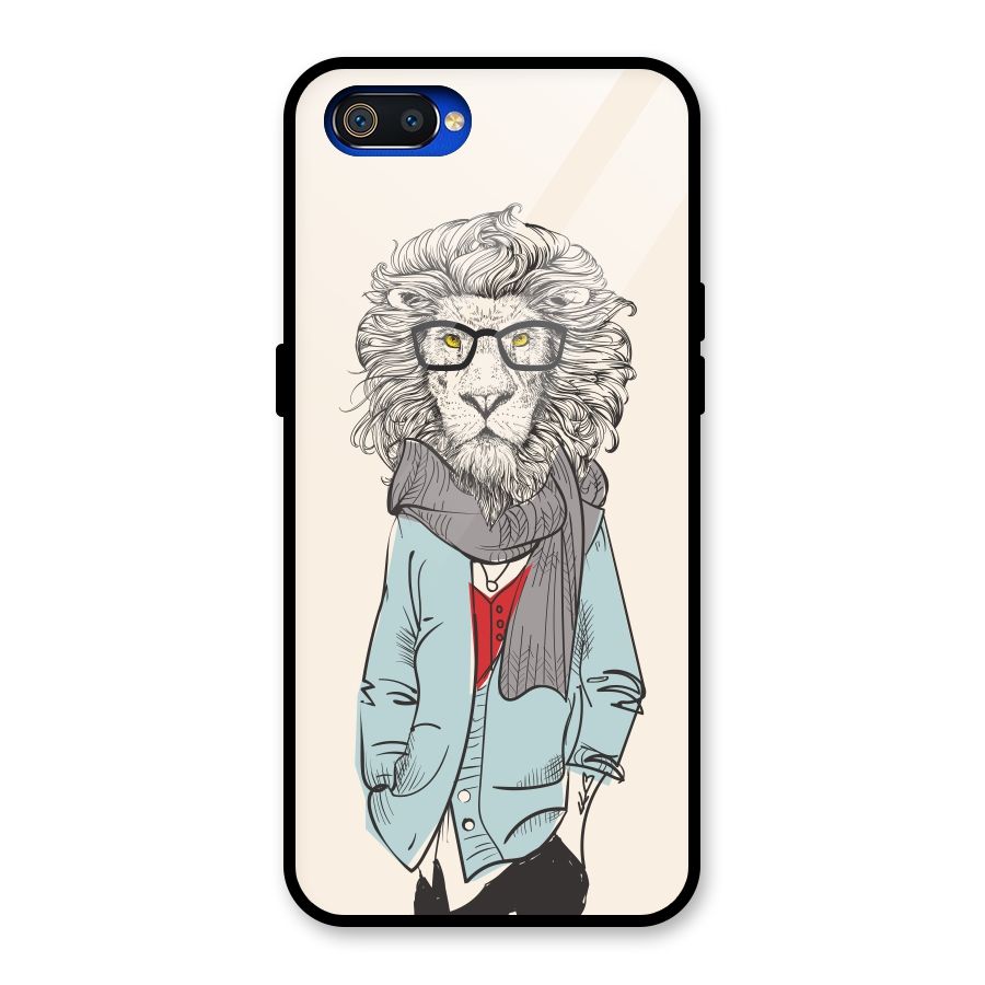Stylish Lion Glass Back Case for Realme C2
