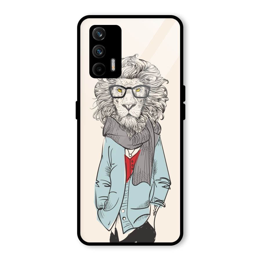 Stylish Lion Glass Back Case for Realme GT 5G