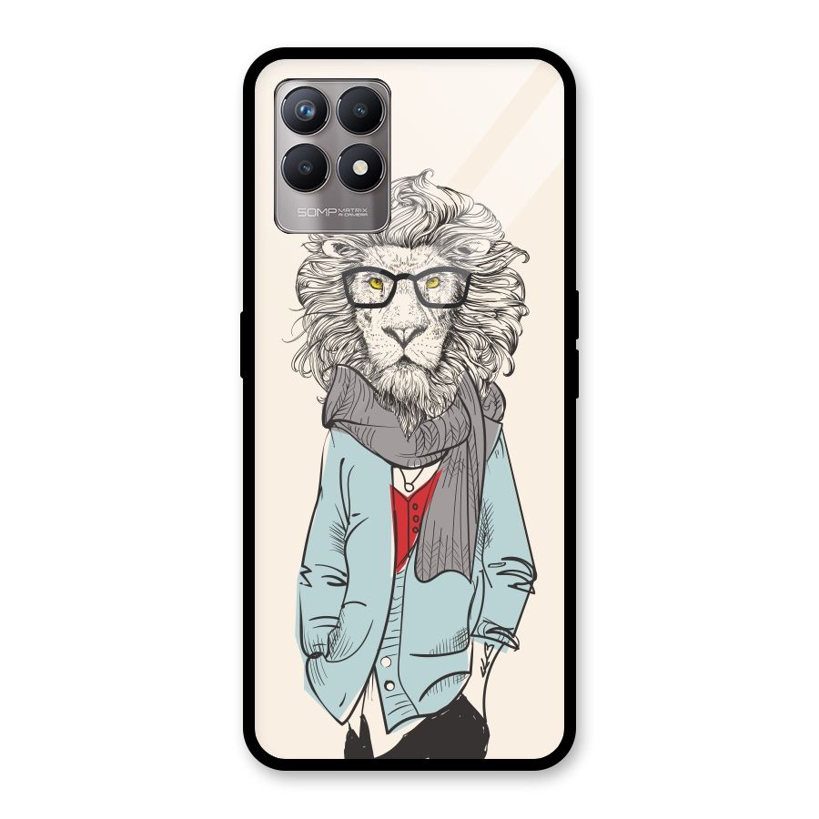 Stylish Lion Glass Back Case for Realme Narzo 50