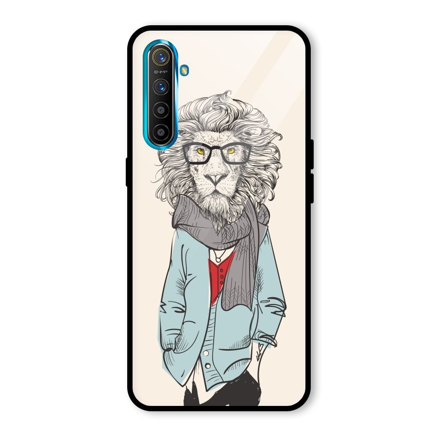 Stylish Lion Glass Back Case for Realme X2