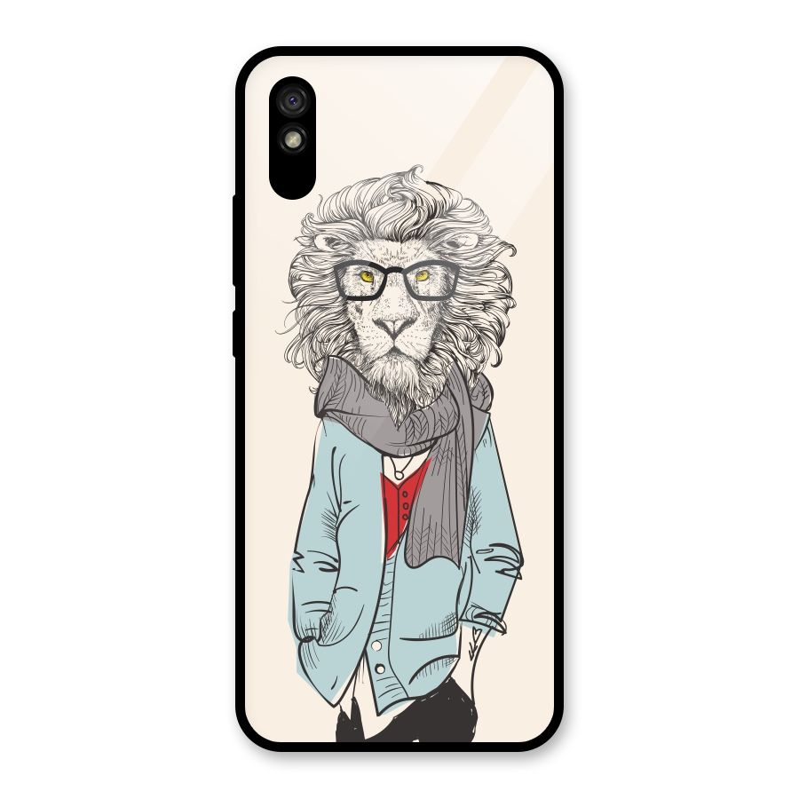 Stylish Lion Glass Back Case for Redmi 9A