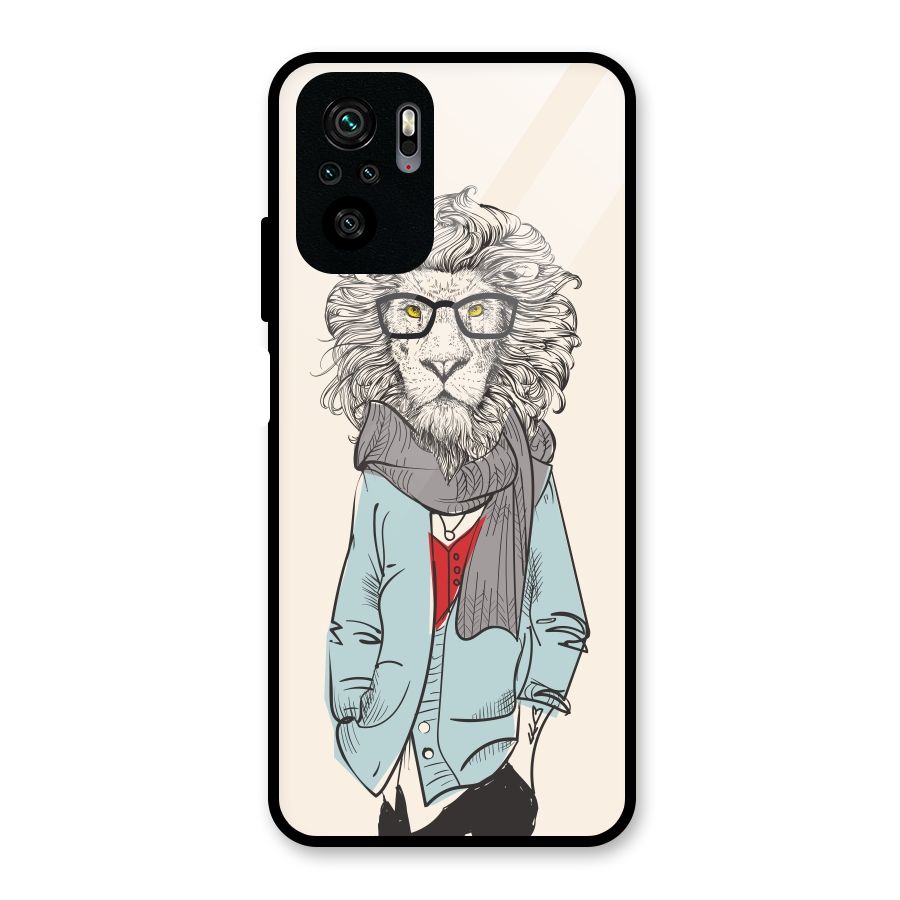 Stylish Lion Glass Back Case for Redmi Note 10S