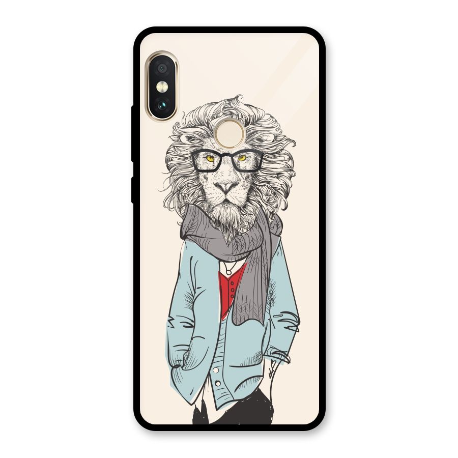 Stylish Lion Glass Back Case for Redmi Note 5 Pro