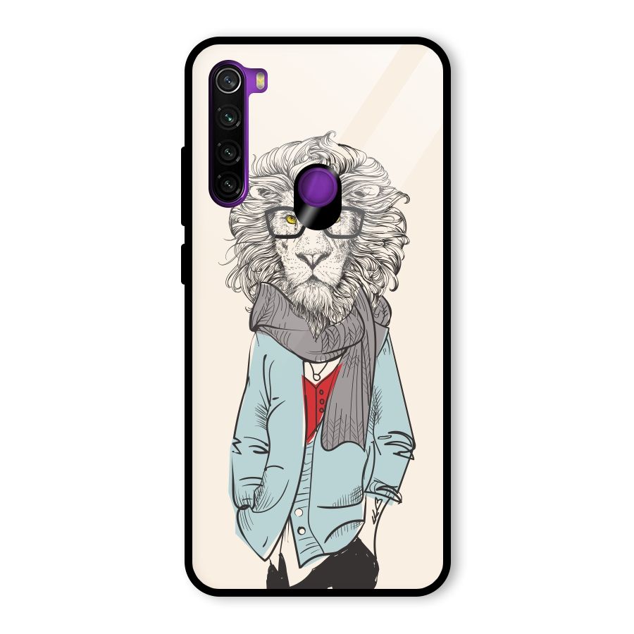 Stylish Lion Glass Back Case for Redmi Note 8