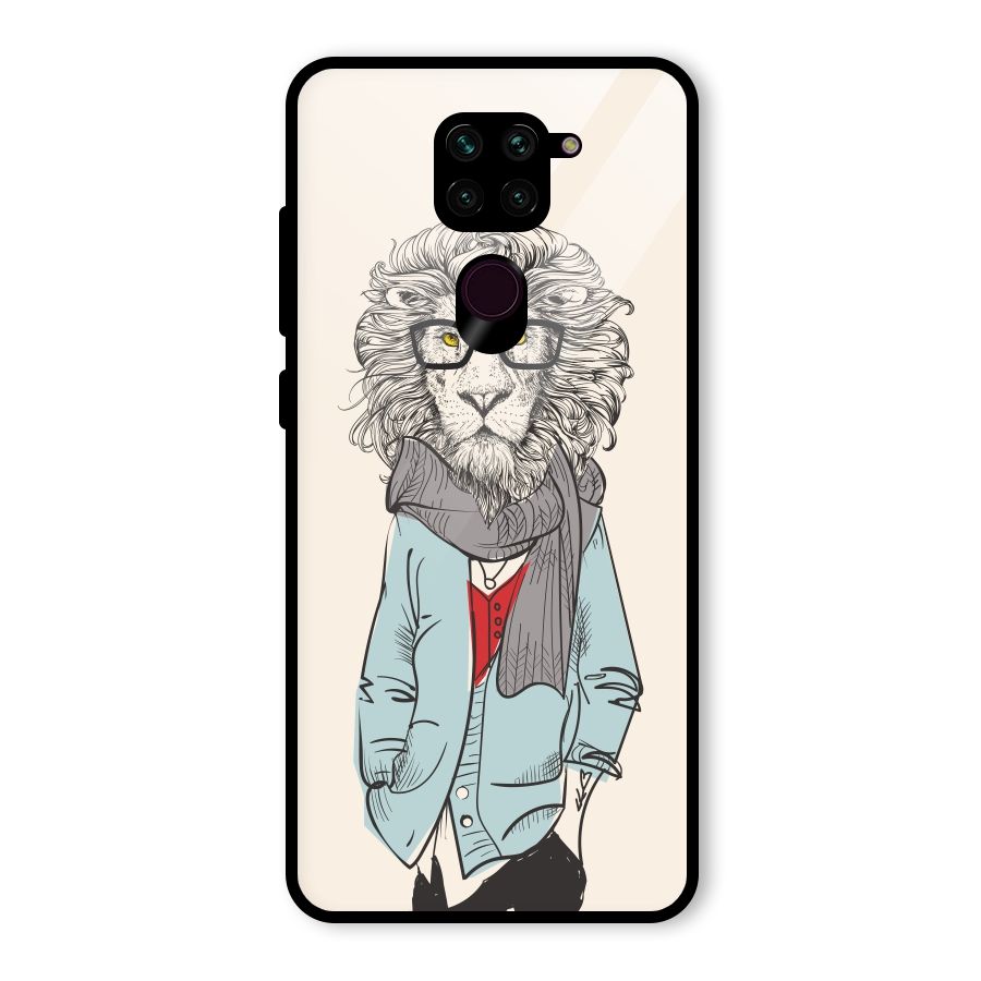 Stylish Lion Glass Back Case for Redmi Note 9