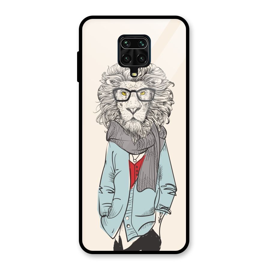 Stylish Lion Glass Back Case for Redmi Note 9 Pro