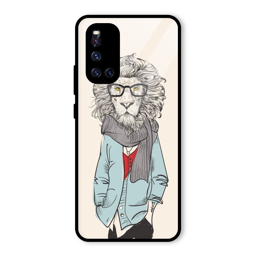 Stylish Lion Glass Back Case for Vivo V19