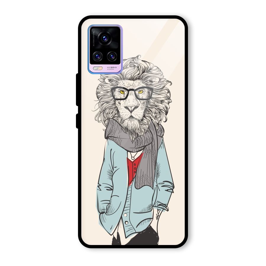 Stylish Lion Glass Back Case for Vivo V20 Pro