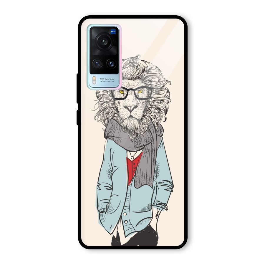 Stylish Lion Glass Back Case for Vivo X60