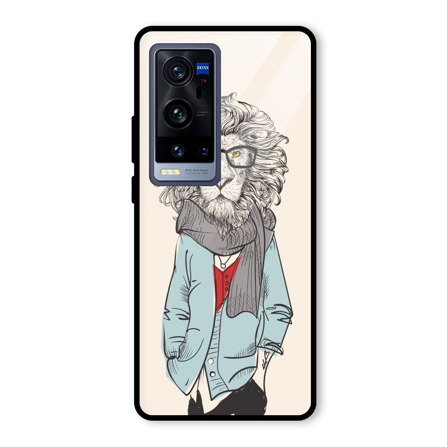 Stylish Lion Glass Back Case for Vivo X60 Pro Plus
