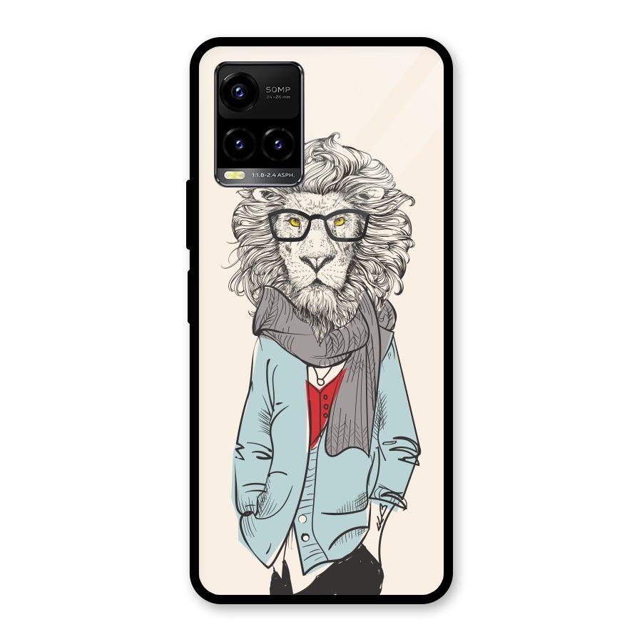 Stylish Lion Glass Back Case for Vivo Y21T