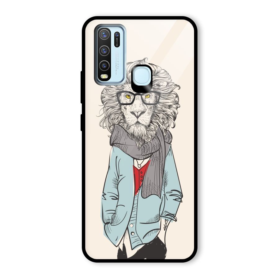 Stylish Lion Glass Back Case for Vivo Y50