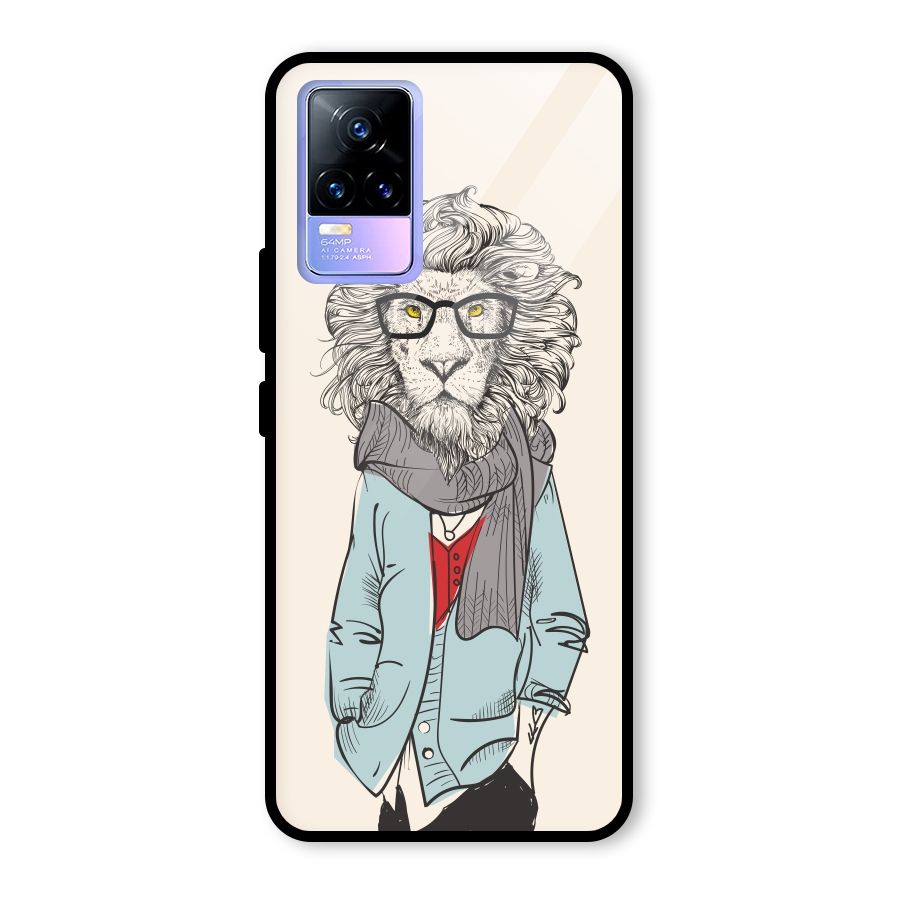 Stylish Lion Glass Back Case for Vivo Y73