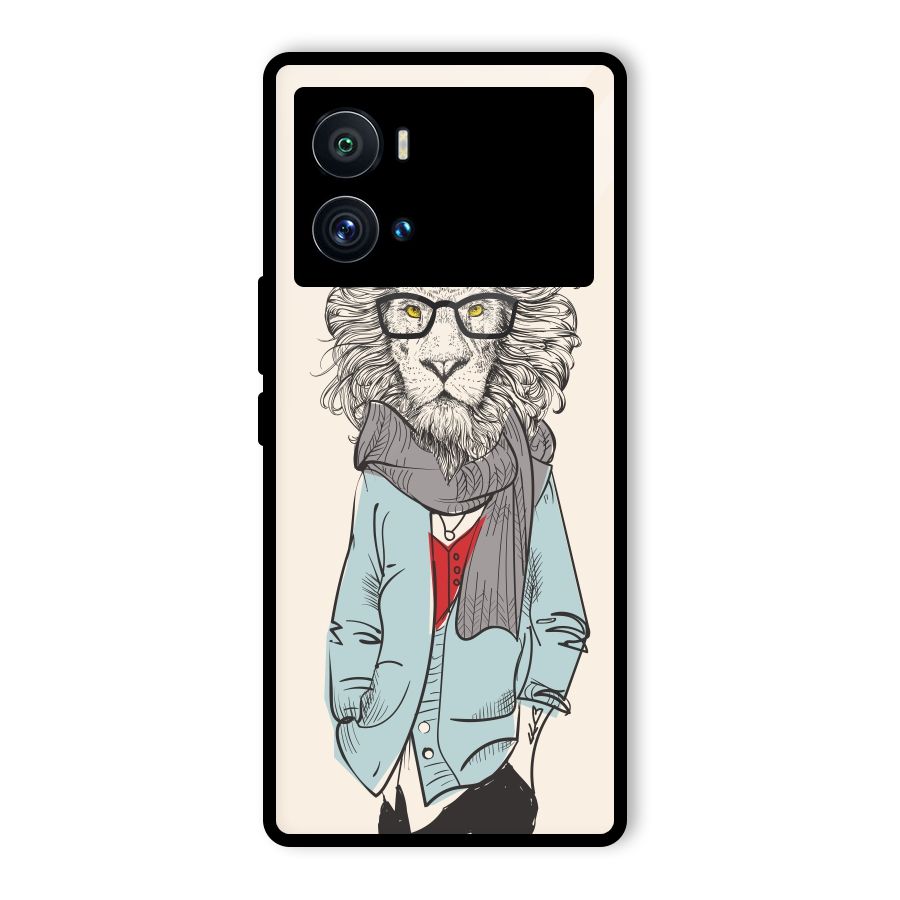 Stylish Lion Glass Back Case for Vivo iQOO 9 Pro