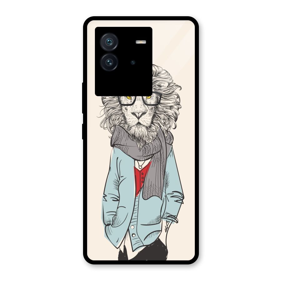Stylish Lion Glass Back Case for Vivo iQOO Neo 6 5G