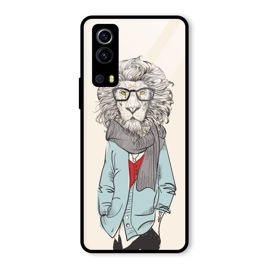 Stylish Lion Glass Back Case for Vivo iQOO Z3