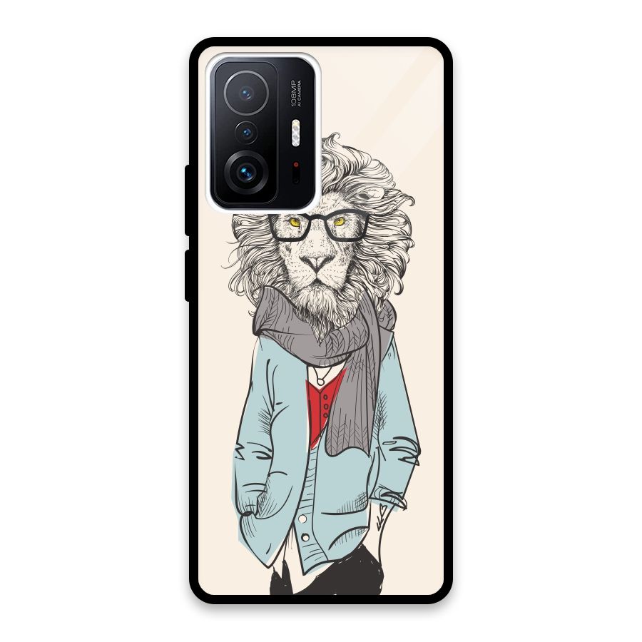 Stylish Lion Glass Back Case for Xiaomi 11T Pro