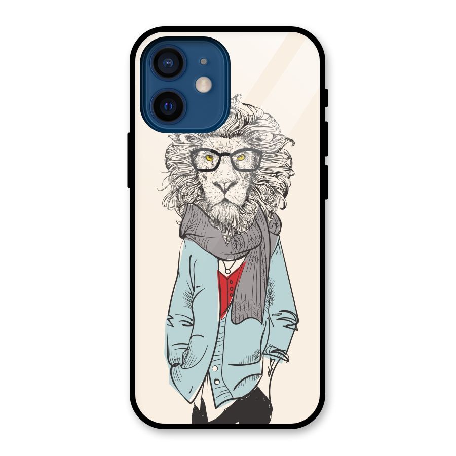 Stylish Lion Glass Back Case for iPhone 12 Mini