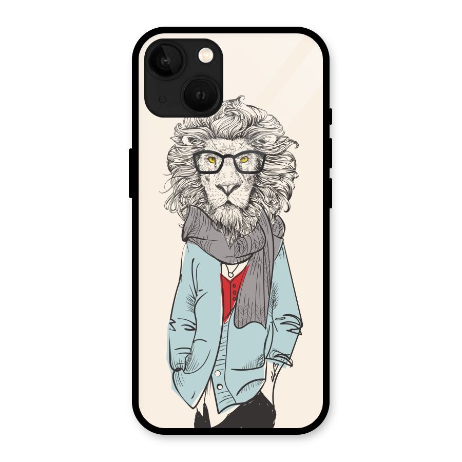 Stylish Lion Glass Back Case for iPhone 13