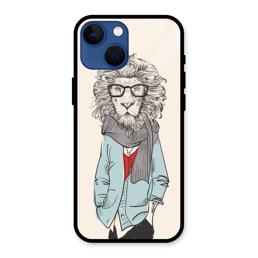 Stylish Lion Glass Back Case for iPhone 13 Mini