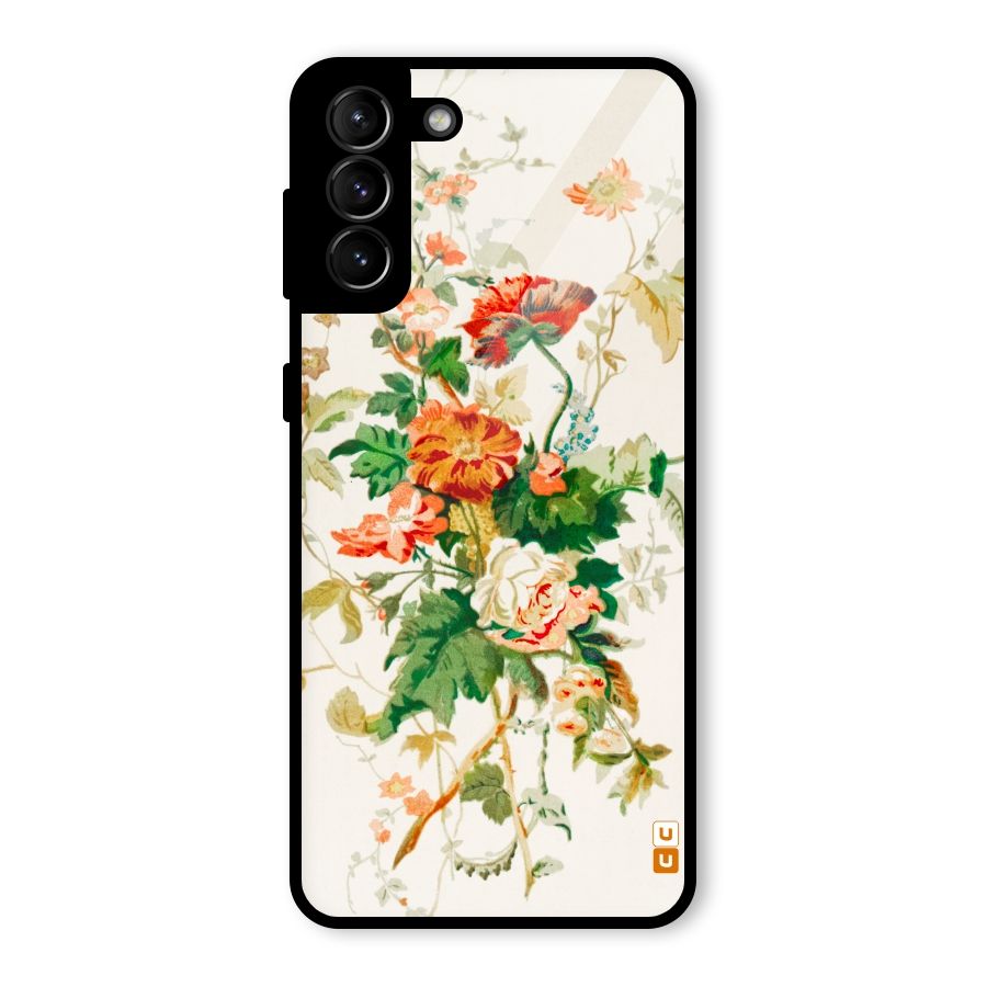 Summer Floral Glass Back Case for Galaxy S21 Plus