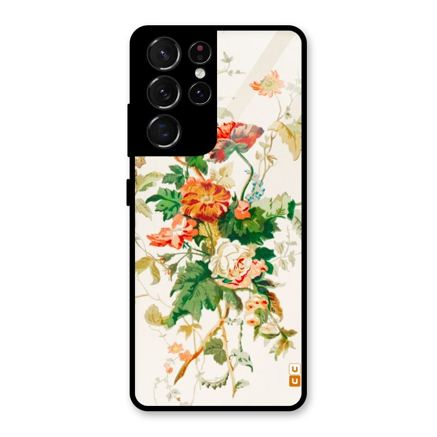 Summer Floral Glass Back Case for Galaxy S21 Ultra 5G
