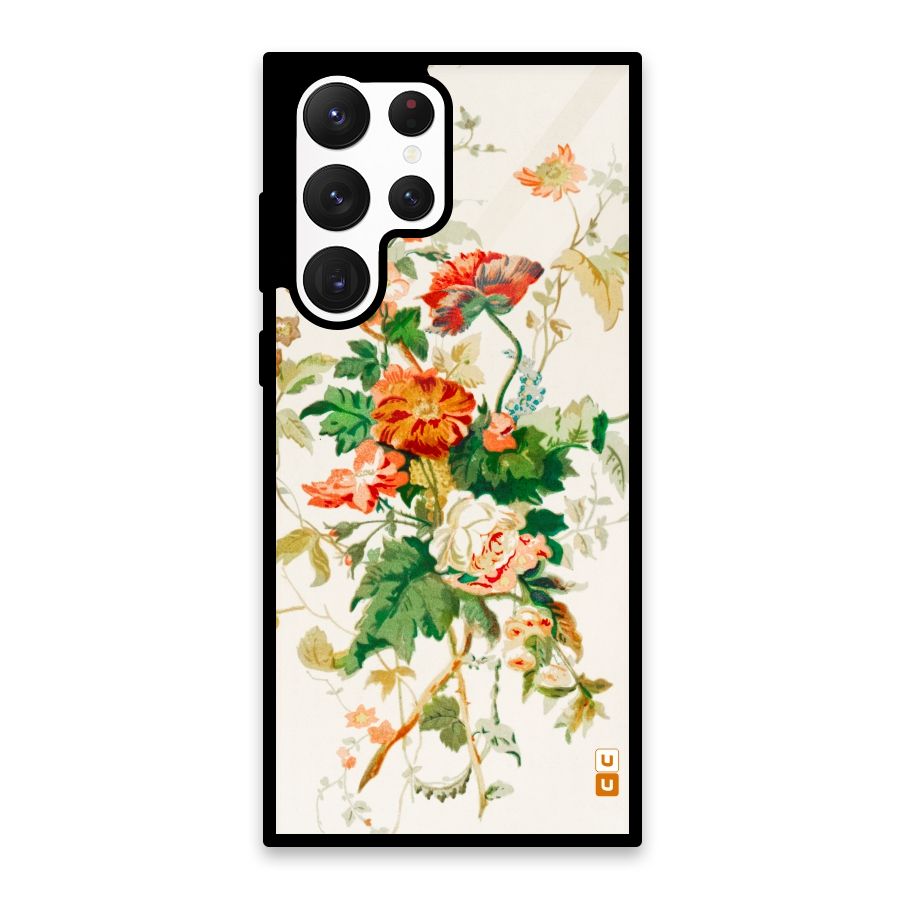 Summer Floral Glass Back Case for Galaxy S22 Ultra 5G
