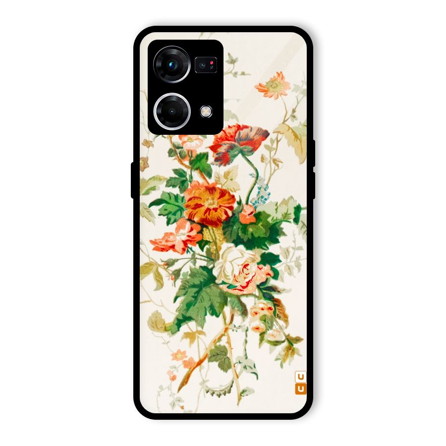 Summer Floral Glass Back Case for Oppo F21 Pro 4G