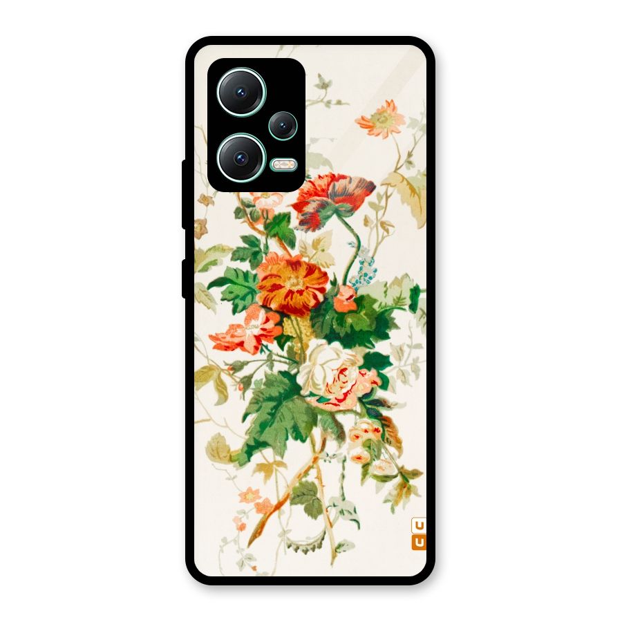 Summer Floral Glass Back Case for Redmi Note 12 5G