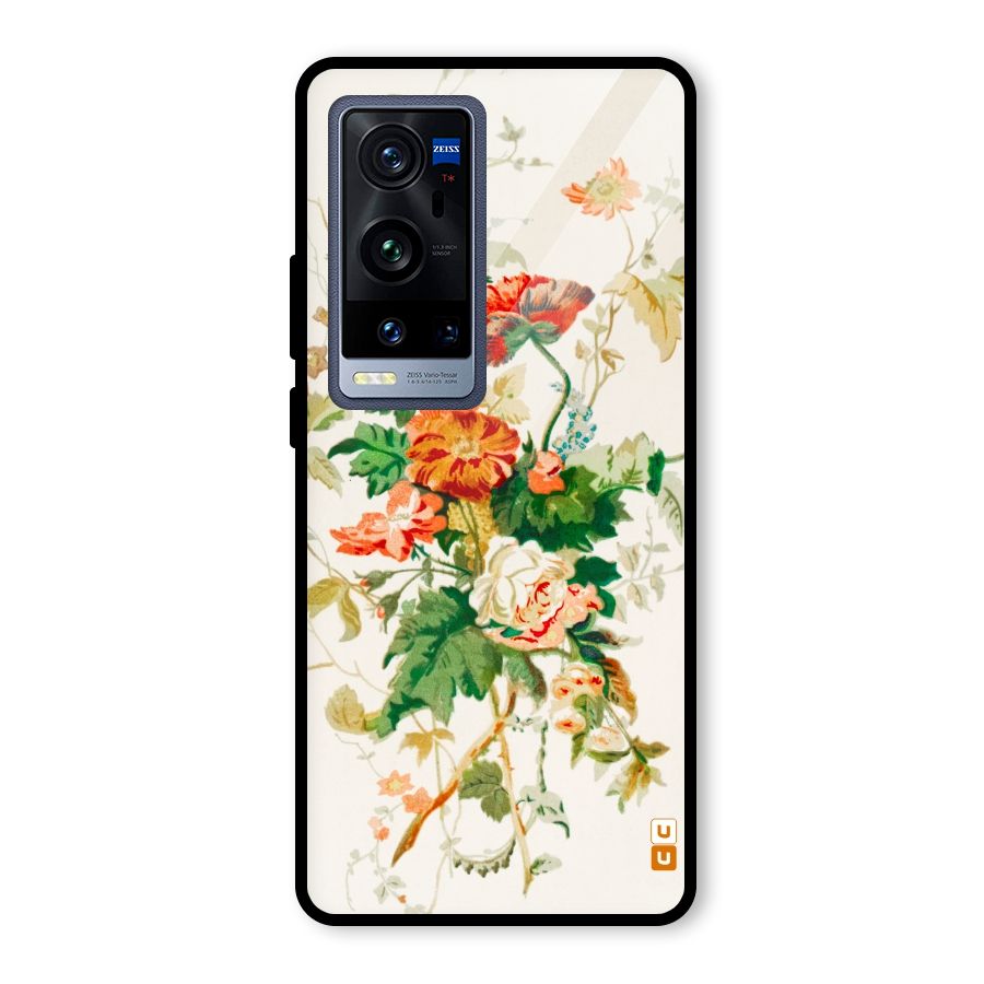 Summer Floral Glass Back Case for Vivo X60 Pro Plus