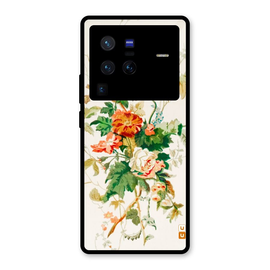 Summer Floral Glass Back Case for Vivo X80 Pro